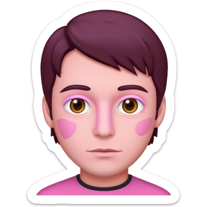He is supposed to have all pink skin and dark brown hair and hazel eyes sticker