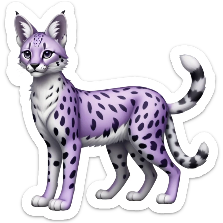Epic Edgy Black White Purple ethereal Serval-Snow-Leopard-Bobcat-Fionbri full body sticker