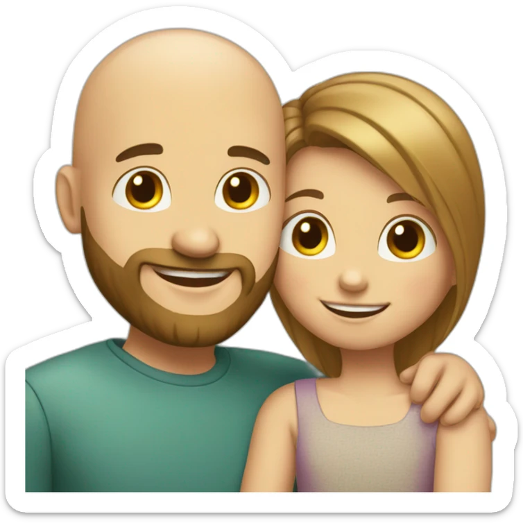 Happy-secret-couple-bald-guy-with-beard-with-boy-haircut-girl-hugging sticker
