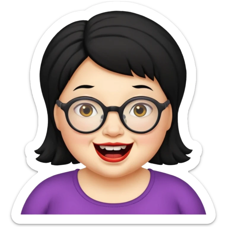 short fat lady with glasses ,crooked teeth and crazy black hair sticker