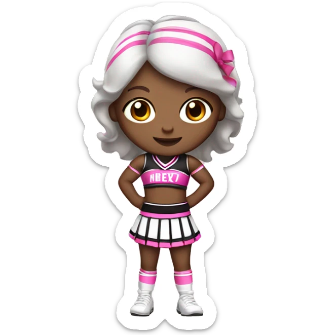 Cheerleader in black and pink kit white skin and brown hair full body   sticker