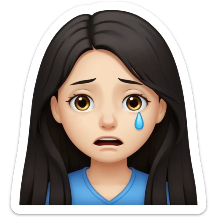 pretty girl with dark long hair crying and cross eyed  sticker