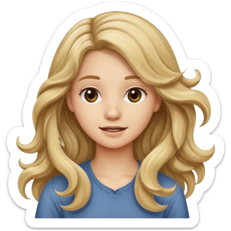 18 year old girl with long wavy dirty blonde hair waving sticker
