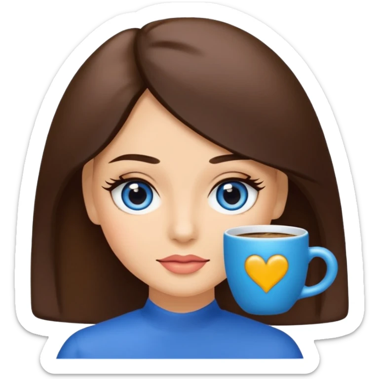 Memoji piel morena ojos cafés cabello largo color azul con esté 🖕🏻emoji sticker
