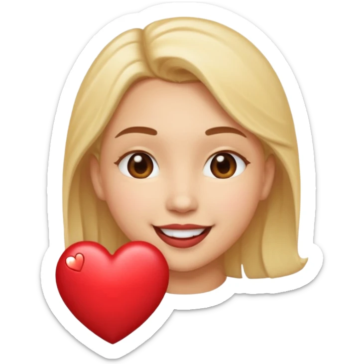 creame un emoji de una carita titando un beso de corazon hacia adelante sticker