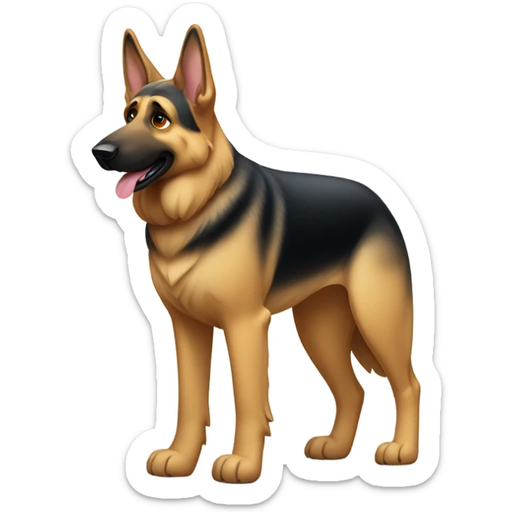 German shepherd dog that weighs 90 pounds and wearing an American flag collar and is a good boy sticker
