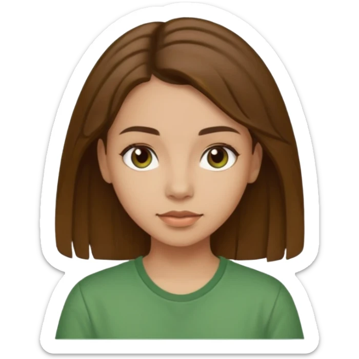 Make a zumba coach emoji, brown eyes, brown hair girl, green shirt withe "the roots" on it sticker