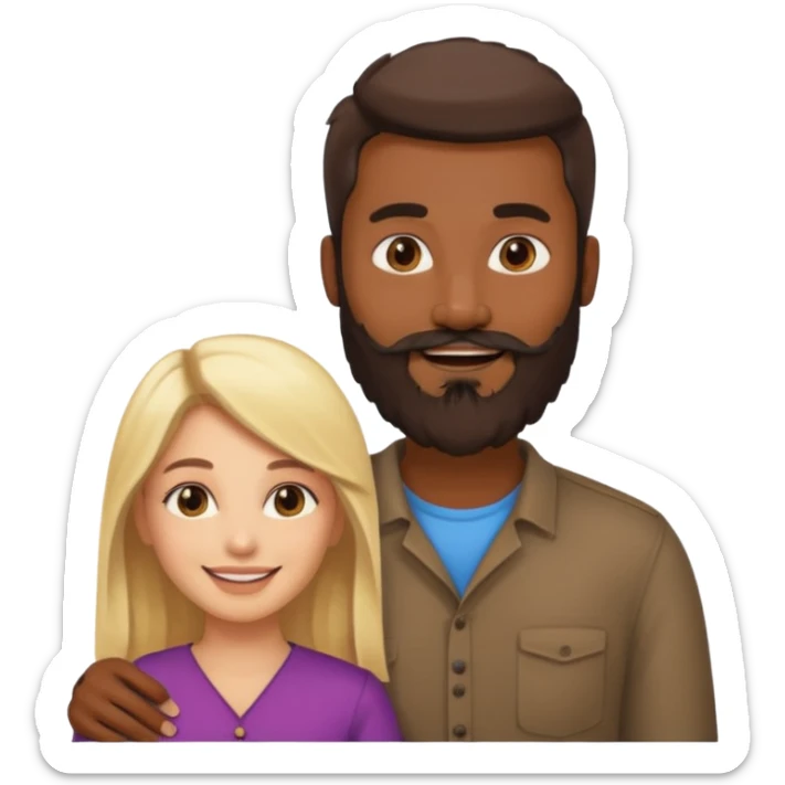 Indian man with beard holding naked blonde woman vagina sticker