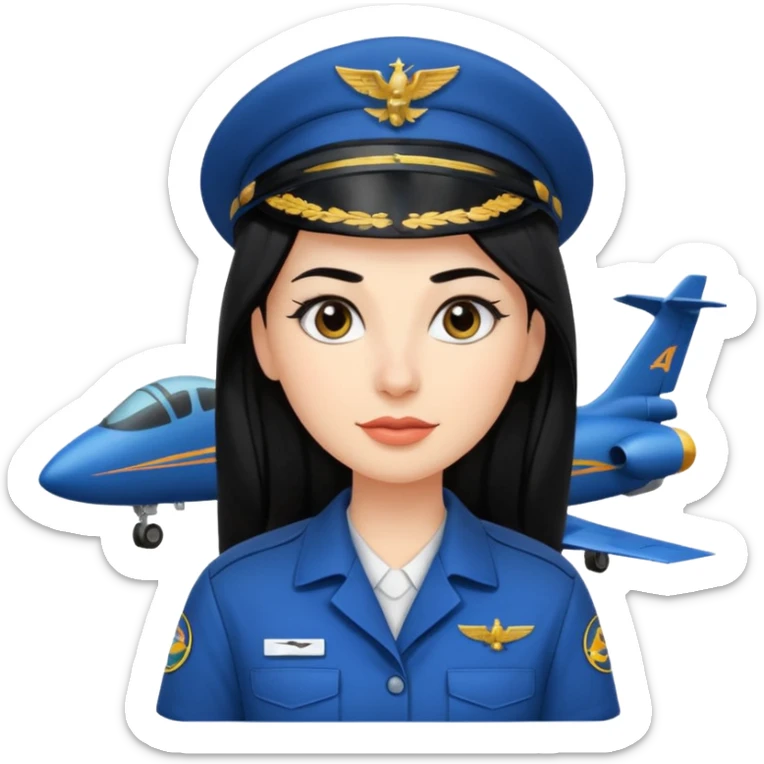 Femme cheveux long noir travaille dans le domaine de l'aéronautique gros sourcils sticker