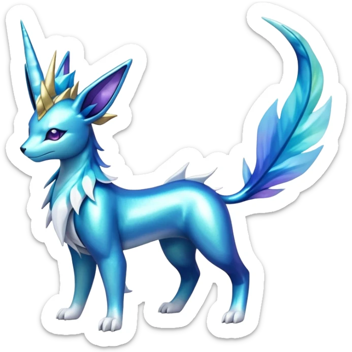 Shiny Colorful Iridescent Cobalion-Suicune-Vaporeon-fakemon (full body) sticker
