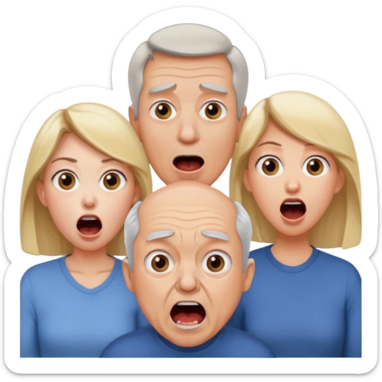 HAZ UNA FAMILIA GRITANDO, MI NOVIA, MI OPAPA. MI MAMA Y YO. CARA DE GRITOS FUERTEES sticker