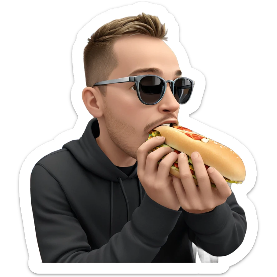 boy enjoying food in style sticker