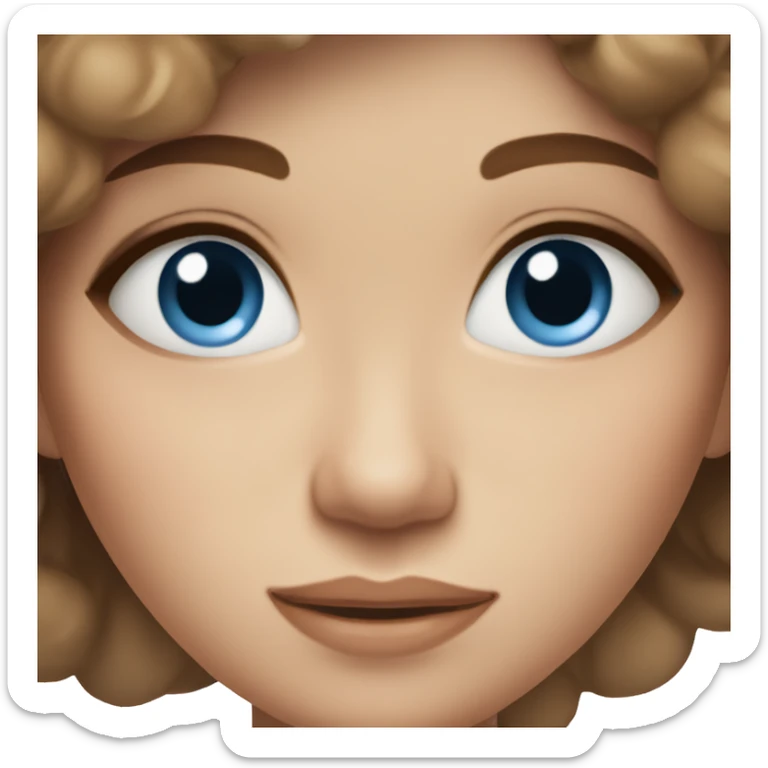 with girl with blue eyes and brown hair with a beautiful and calming face and clean makeup sticker