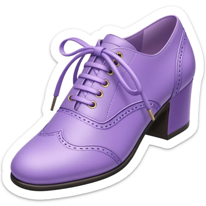 A 3D cartoon lavender-purple Formal shoes with soft texture, lace-up detail, and smooth reflections, isolated on plain background, Memoji-style. sticker