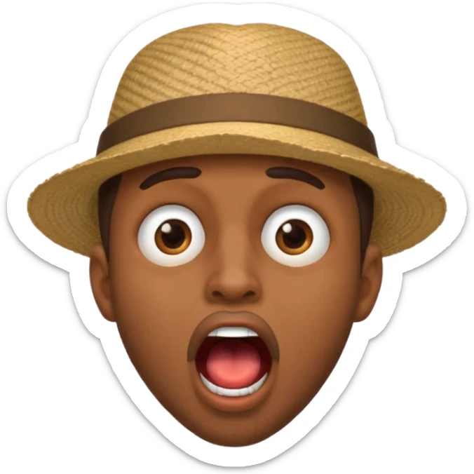 homme créole réunionnais  étonné  bouche ouverte avec chapeau sticker