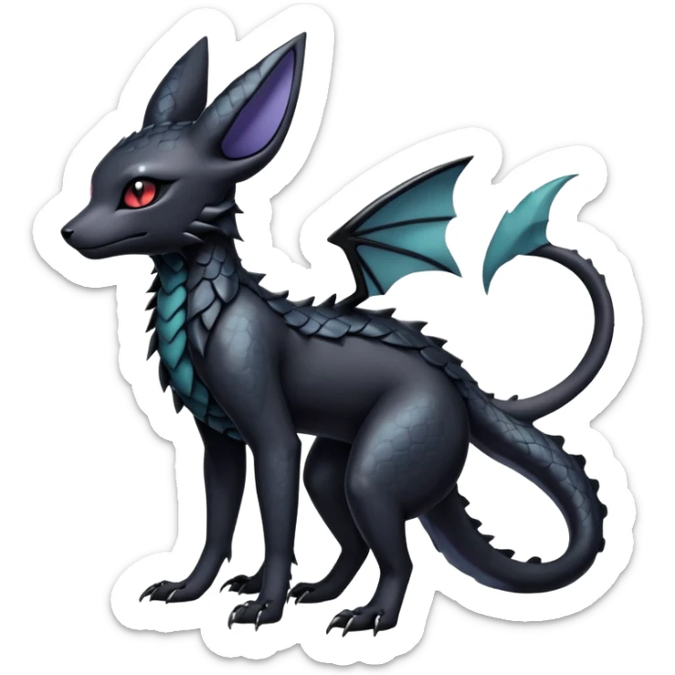 Shiny Dark Edgy Majestic Sophisticated Modern Gothic Gloomy Futuristic Scaly Cyber-Salandit-Umbreon-Delcatty-Hybrid (Full body) sticker