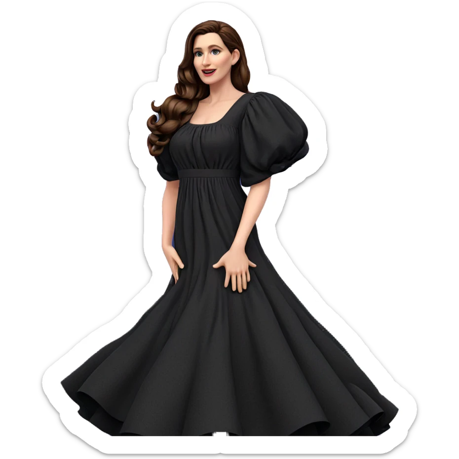 brown haired girl in dress sticker