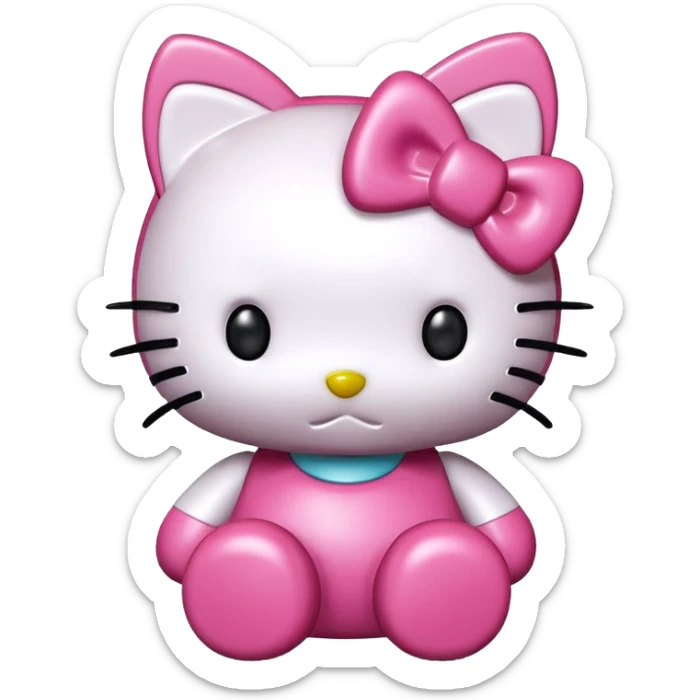 Isolated, breathtakingly vivid and intricately detailed digital illustration of the most incredibly adorable unique hello kitty figurine imaginable, toy style. sticker