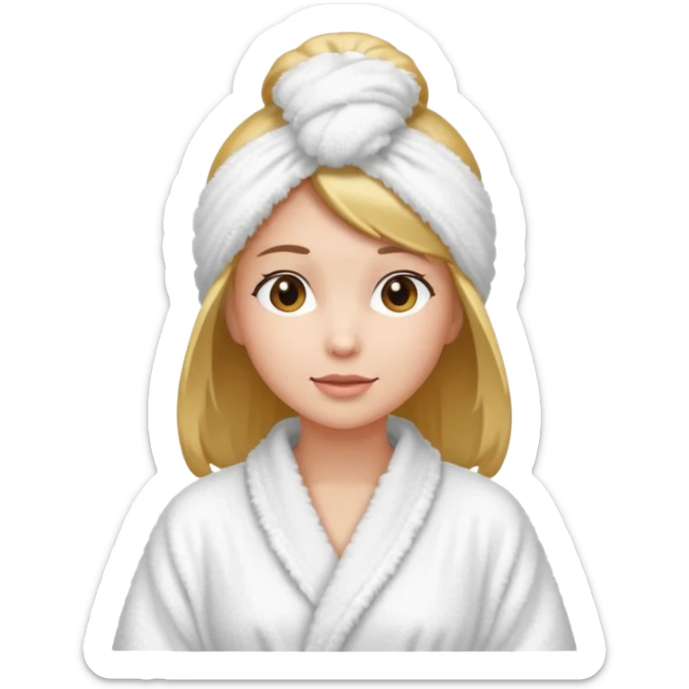 Women wearing shower robe an their hair with towel on head sticker