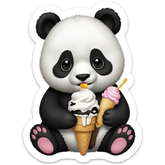 Panda eating ice cream sticker