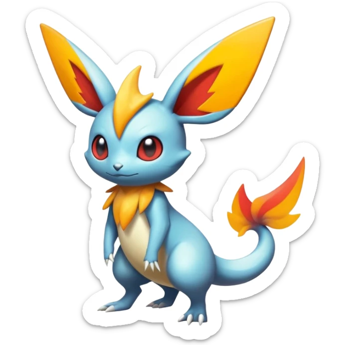 Colorful Shiny Exotic Victini-Salandit-Minccino-Emolga-Fakémon-hybrid-creature (full body)  sticker