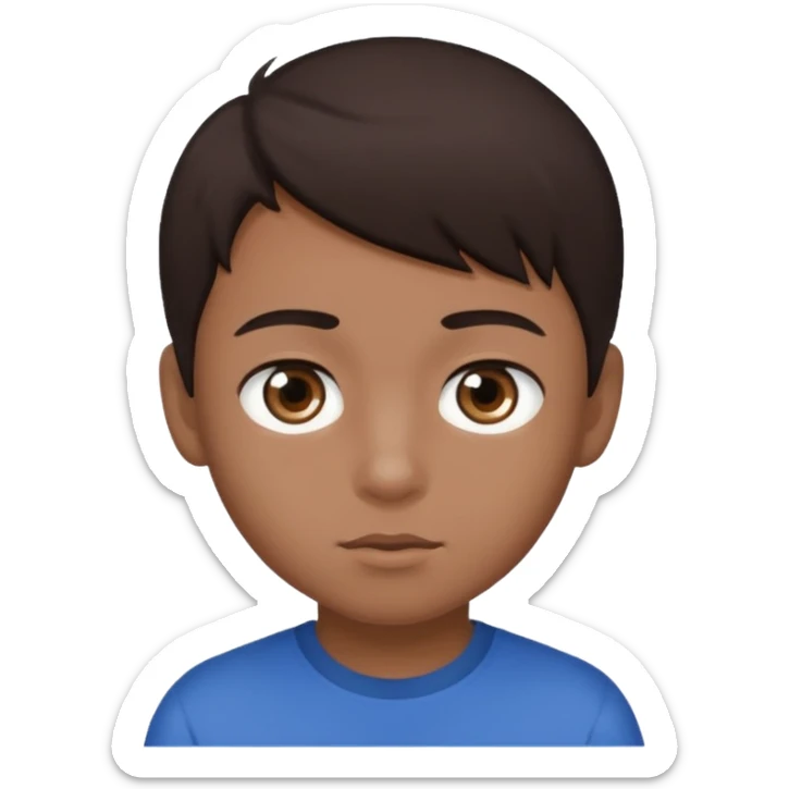 Dark brown hair, make the boy mixed race and is a boy and make his eye a bit smaller sticker