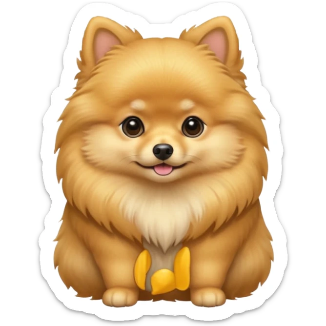 Create a golden pomeranian, all cute and adorable entire  only face and body  sticker
