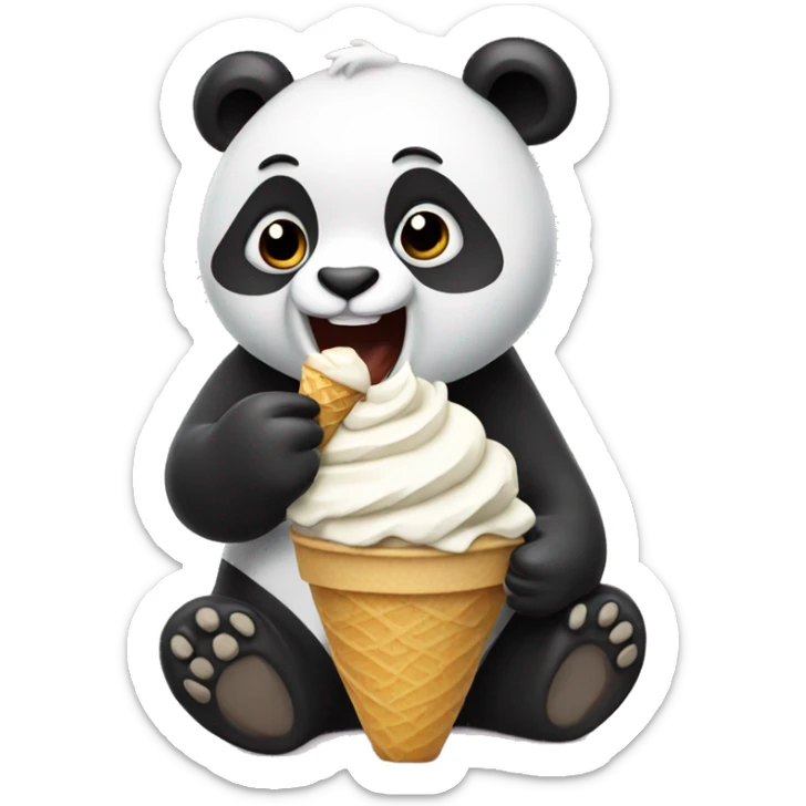 Panda eating ice cream sticker
