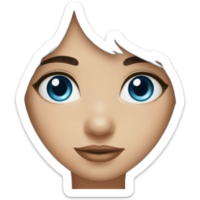 Dark brown long hair fringe girl with blue eyes sticker