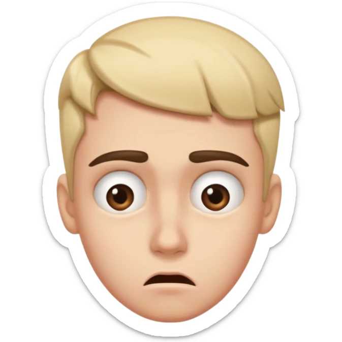 I need you to make an emoji of the gen z stare (young person like 20 yro’, like confusion, disgusted and kinda bored, it has to be very confused and disgusted, make the eyebrows very expressive, make one up and one down  sticker