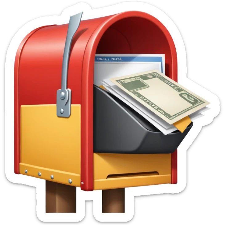 petit personnage qui envoie un courrier dans une grosse boite aux lettres sticker