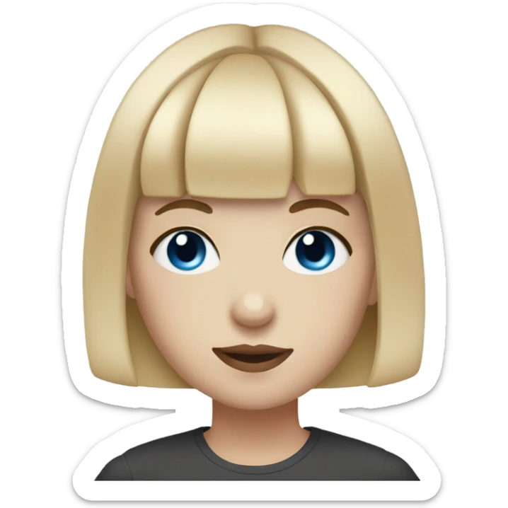Girl with blonde short hair and bangs and pale skin and blue eyes and septum piercing  sticker