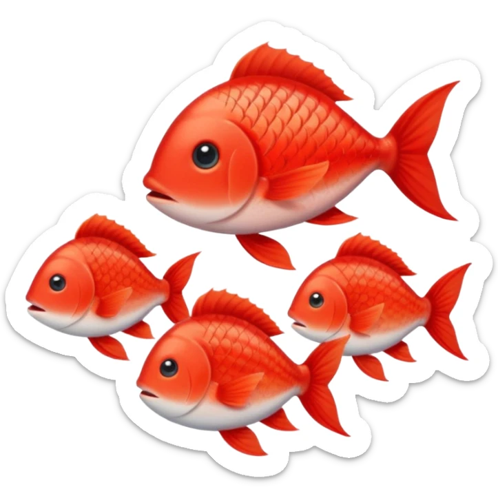 4 pesciolini rossi monto carini, di cui due genitori e due piccole femmine  sticker