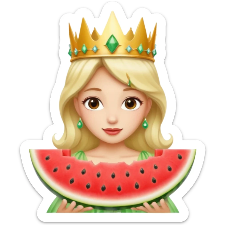 Watermelon a woman wearing a crown as a fairy princess sticker
