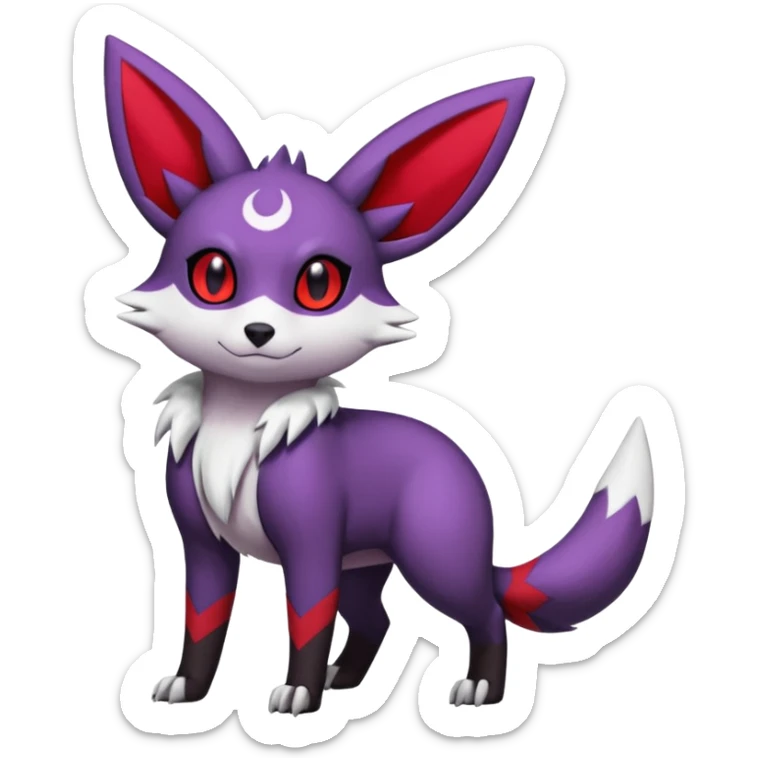 Dark gloomy violet white black Umbreon-Vernid-Zangoose-fusion (full body) sticker