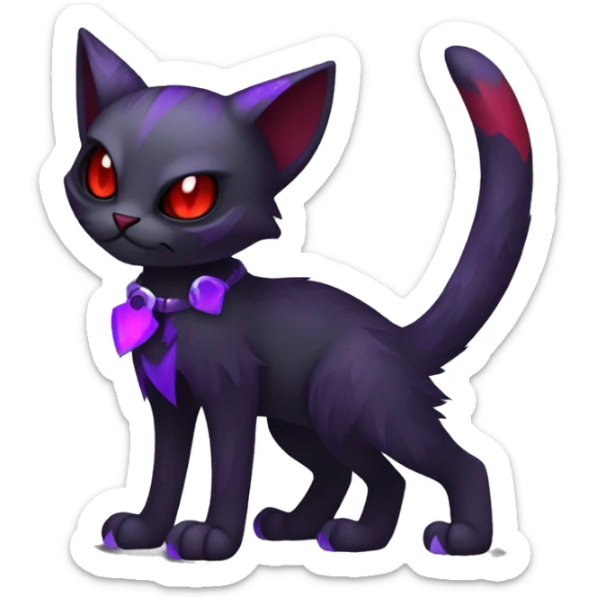 Vampiric dark edgy gothic cat fakemon with red purple edgy markings full body sticker