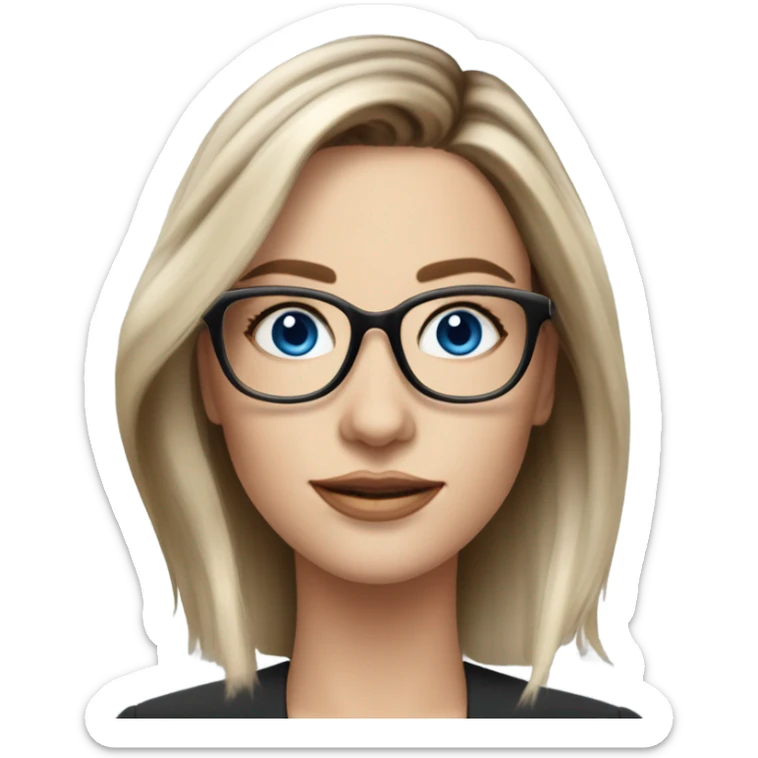 Shoulder length Balayage pale beautiful corporate woman with glasses and blue eyes sticker