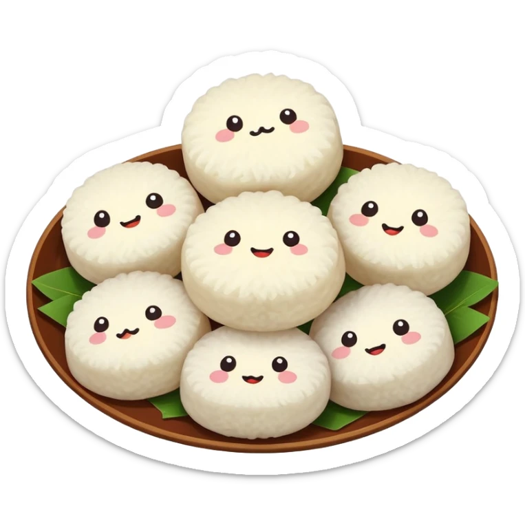 Ningbo rice balls with meat filling, simplified emoji style with bold outlines and bright colors, cartoon style round rice dumplings sticker