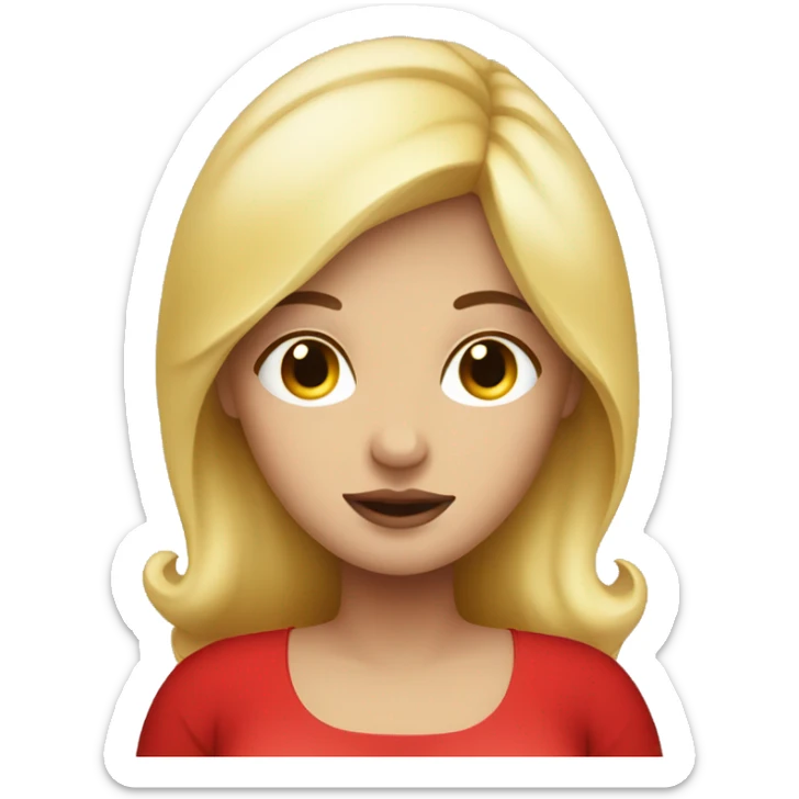 Blonde pregnant woman with close eyes wearing red dress sticker