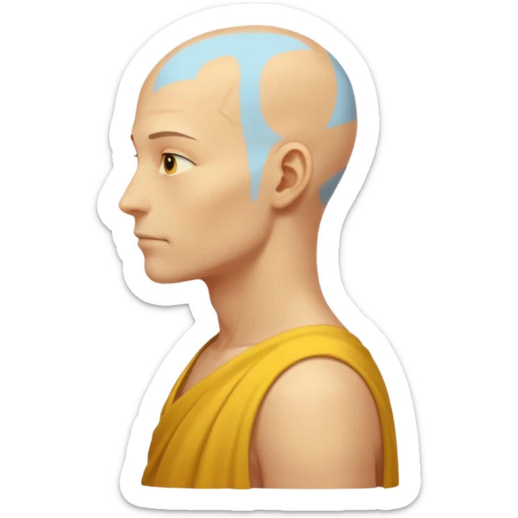 Emoji of Shoulders Muscle from side view. He has big shoulders. His skin is completely yellow and has no hair or facial expressions and has no clothing. sticker