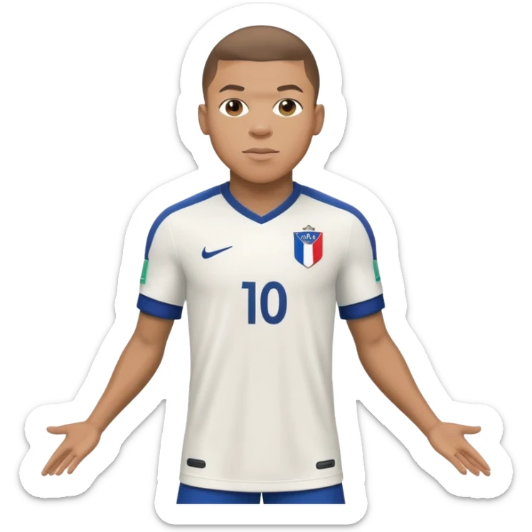 Kylian Mbappé soccer player in France jersey number 10 sticker