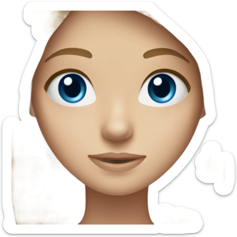 A girl with blue eyes, long light brown hair, and fair skin. sticker