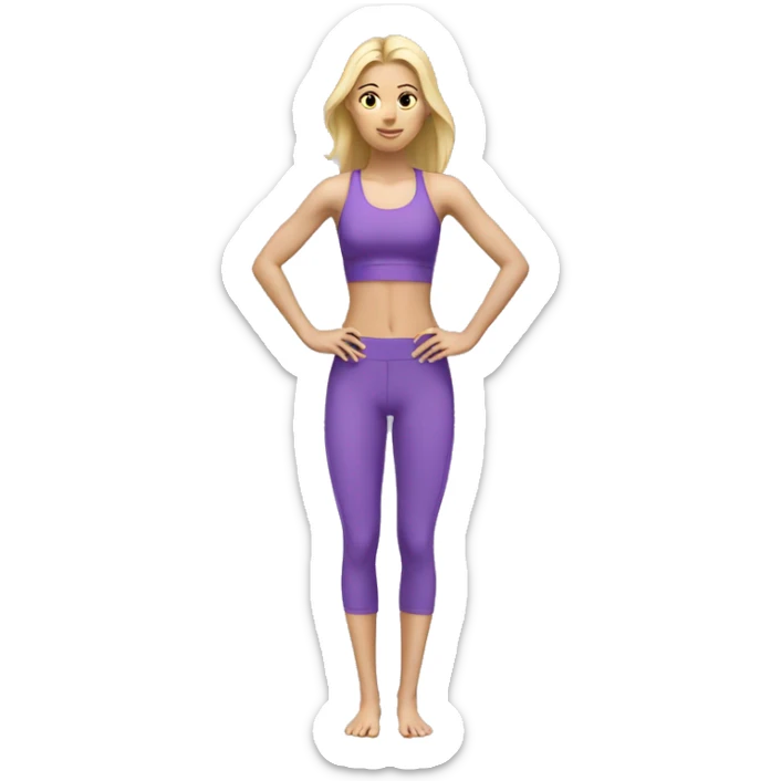 Skinny blonde girl in violet sport set doing Pilates  sticker