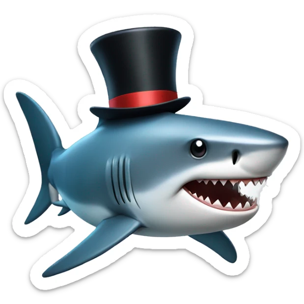 Shark with a top hat sticker