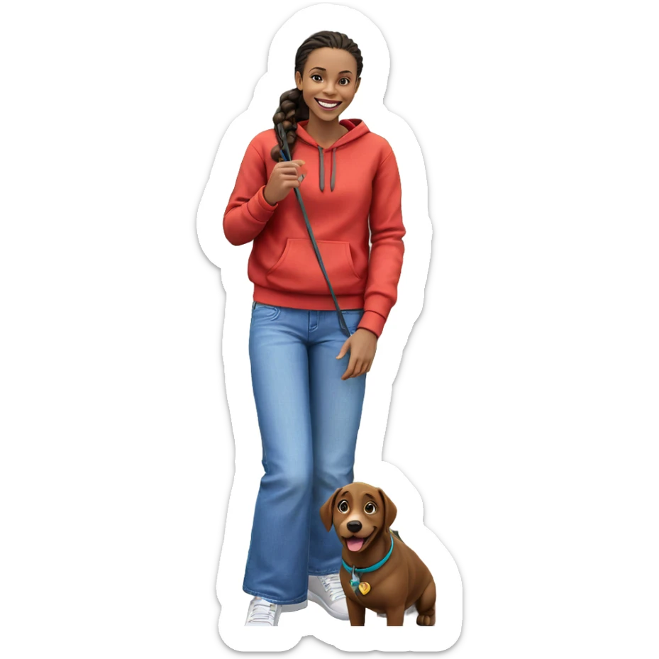 girl smiling outdoors with dog sticker