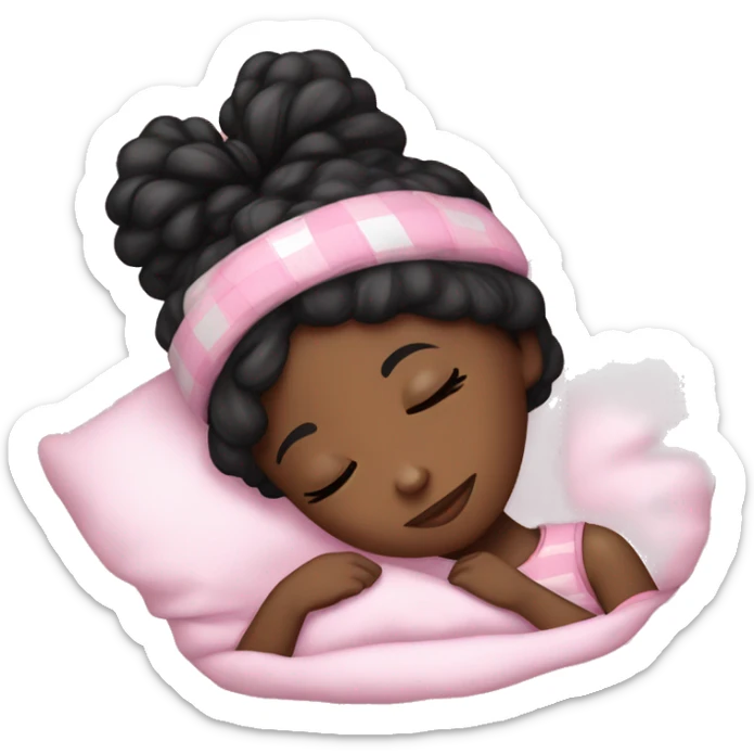 black girl sleeping, with bonet on wearing a cute pj set and lashes on  sticker