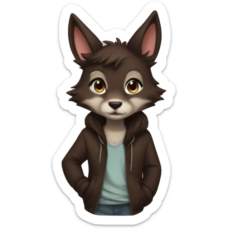Anthro Shy Cute Cool Edgy Pretty Dark Brown Furry Animal Anthro Sona sticker