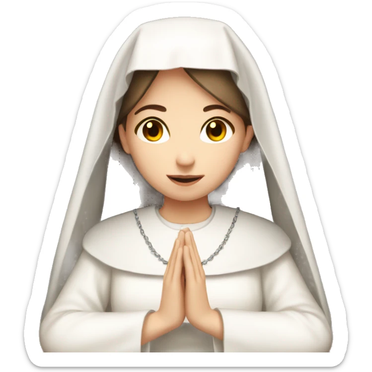 beautiful innocent nun white skin brown hair halo praying sticker