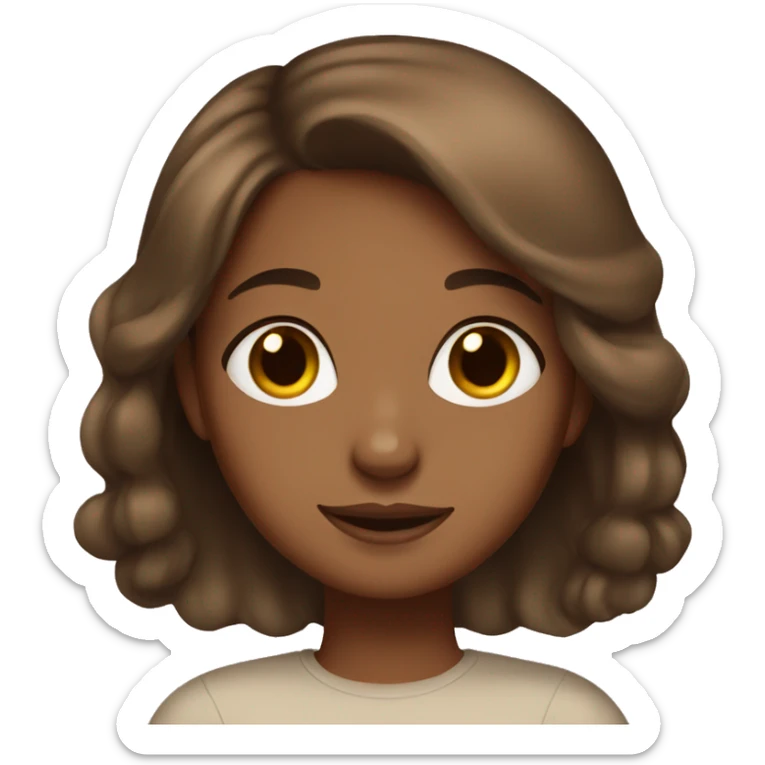 Brown Girl with brown hair with cat sticker