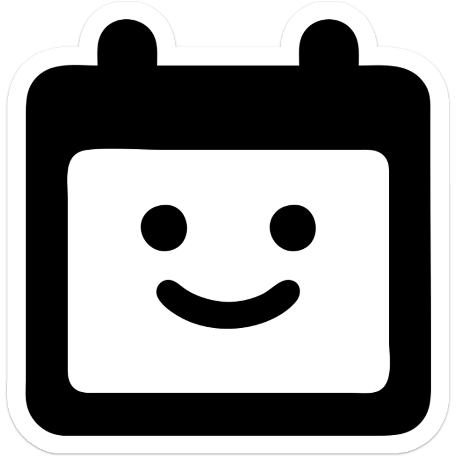 Create a minimalist icon of a calendar with a black silhouette on a pastel gradient background, rounded contours, modern and friendly style, matching the style of the reference image. sticker